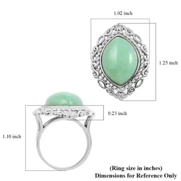 Aventurine Solitaire Ring in Rhodium Over Sterling Silver 22.00 ctw - Picture 5 of 5